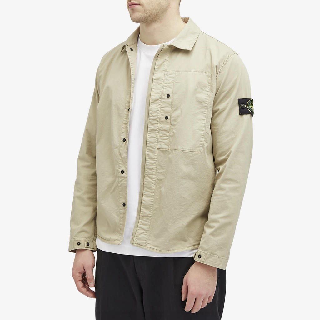 Stone Island Men's Supima Cotton Twill Stretch-TC Button Shirt Jacket Desert